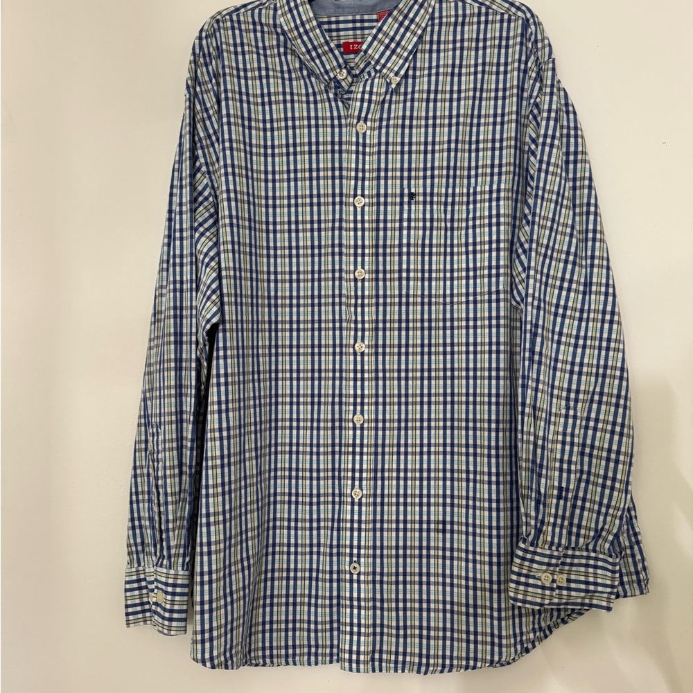 Men’s IZOD Button Down Plaid Long Sleeve Shirt 2XL